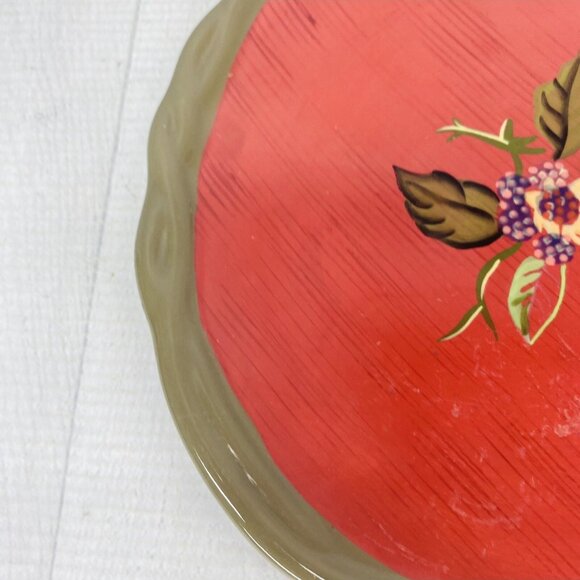 Tracy Porter THE OCTAVIA HILL COLLECTION  Red Embossed 8" Salad Plates Set of 3 - Picture 11 of 13